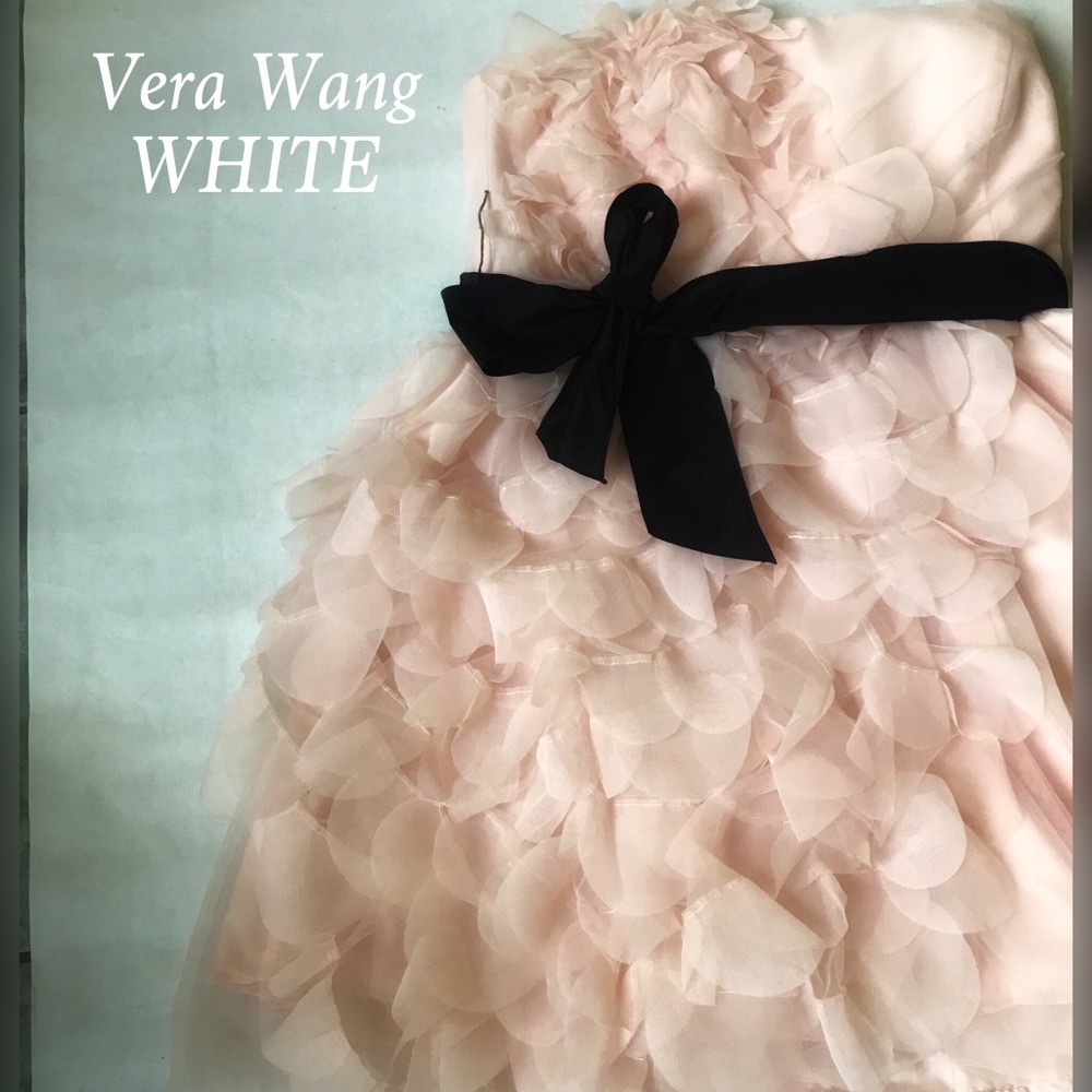 Vera Wang White strapless tulle dress in blush